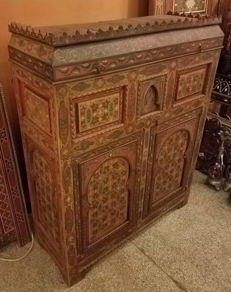 Moroccan Hand Painted Wooden Plenty of Storage For Sale at 1stDibs