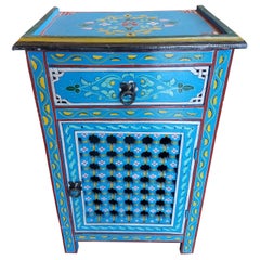 Moroccan Hand Painted Wooden Nightstand, 5