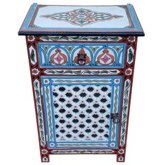 Moroccan Hand Painted Wooden Nightstand, MAR4LM23