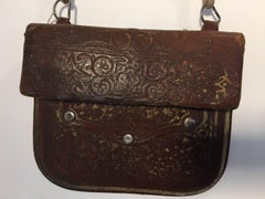 Moroccan Hand Tooled Leather Berber Tribal Shoulder Bag