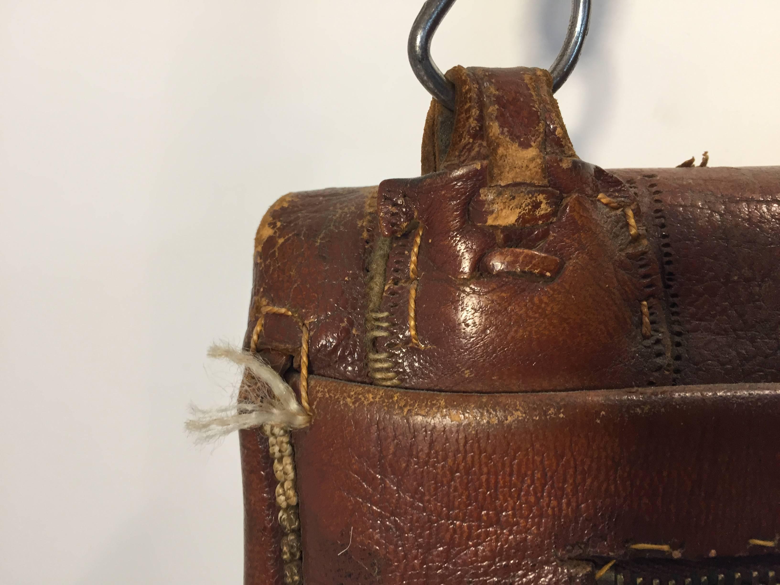 Moroccan Hand Tooled Leather Berber Tribal Shoulder Bag For Sale 1
