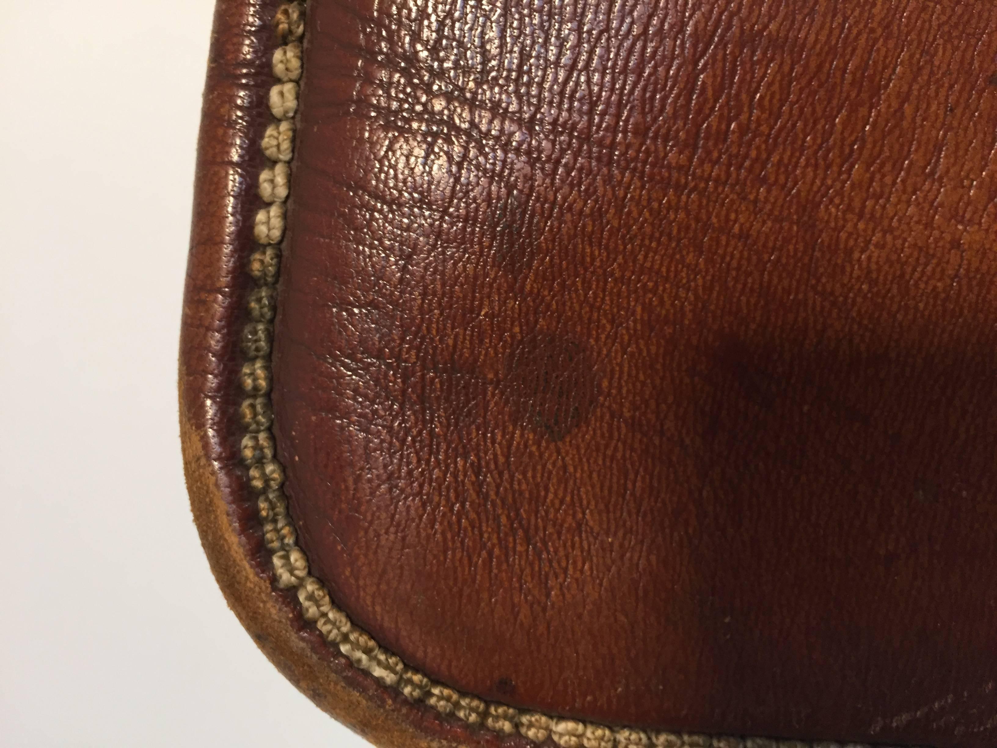 Moroccan Hand Tooled Leather Berber Tribal Shoulder Bag For Sale 2