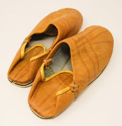 Handcrafted Moroccan Yellow Leather Slippers in Bohemian Style