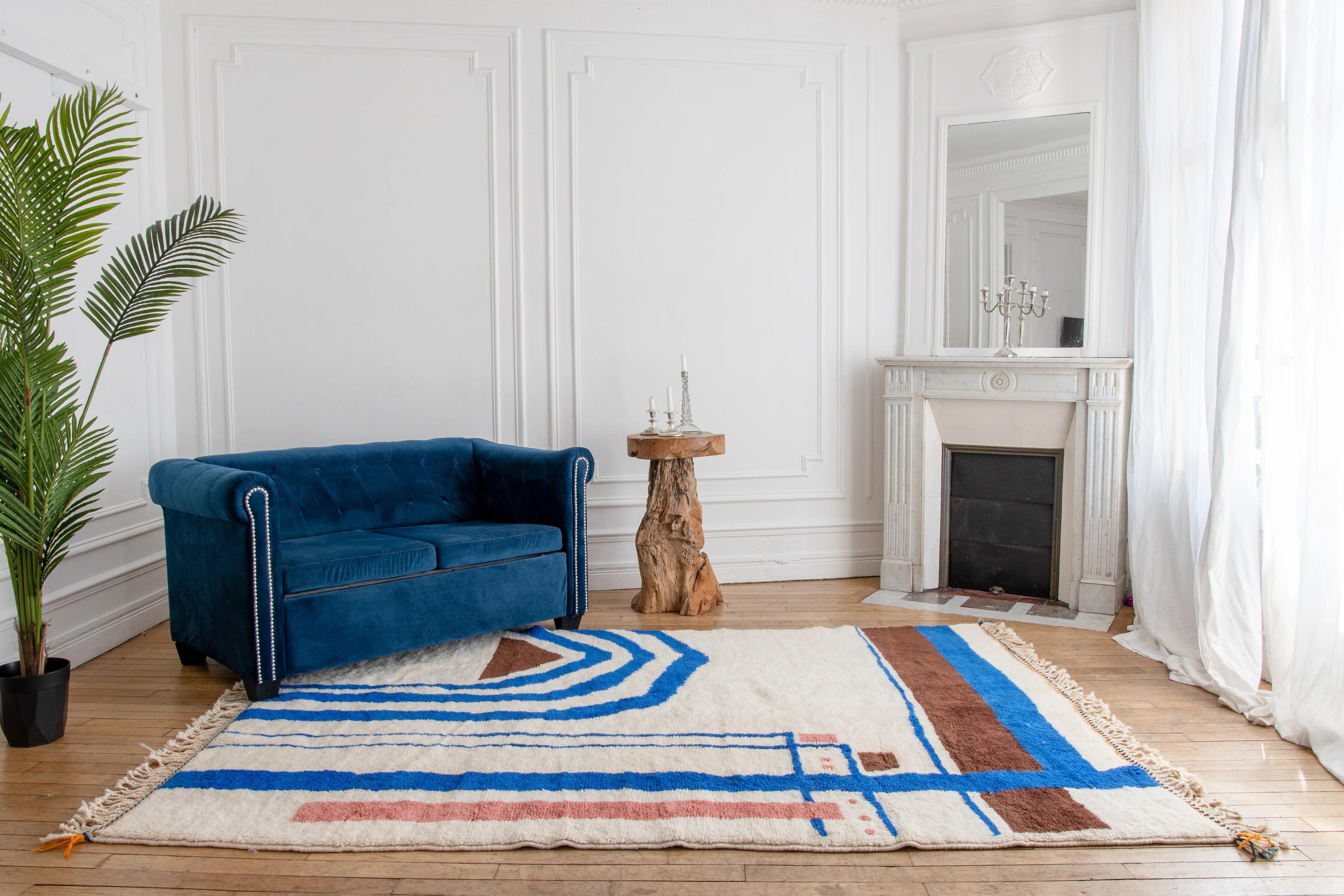 Designer: Garance Tresarrieu
Location : Designed in Paris, Handmade in Morocco, Mrirt
Copyright : Garance Tresarrieu  & Tribe Rugs

This one-of-a-kind Moroccan rug is handmade from 100% natural organic wool. 

 Designed in Paris by the talented