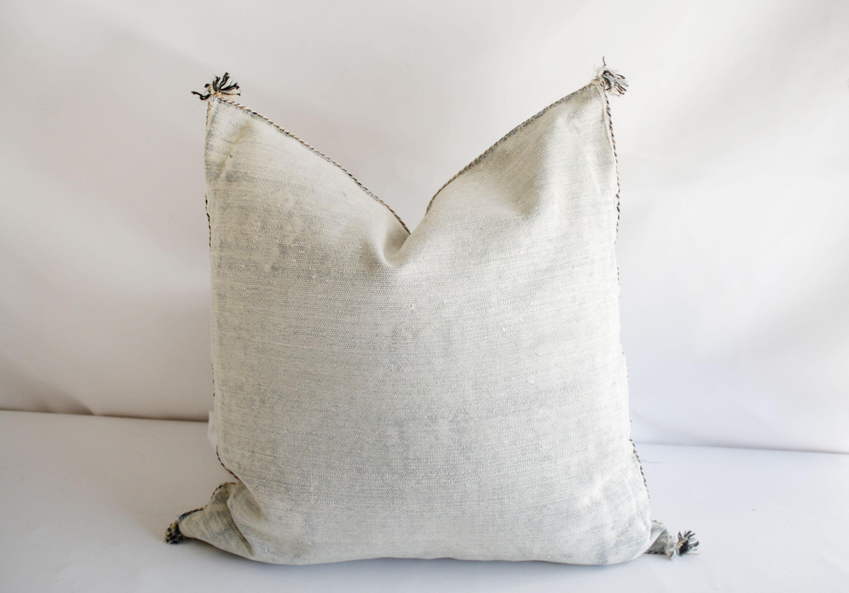 Contemporary Moroccan Handwoven Cactus Silk Pillow Cover
