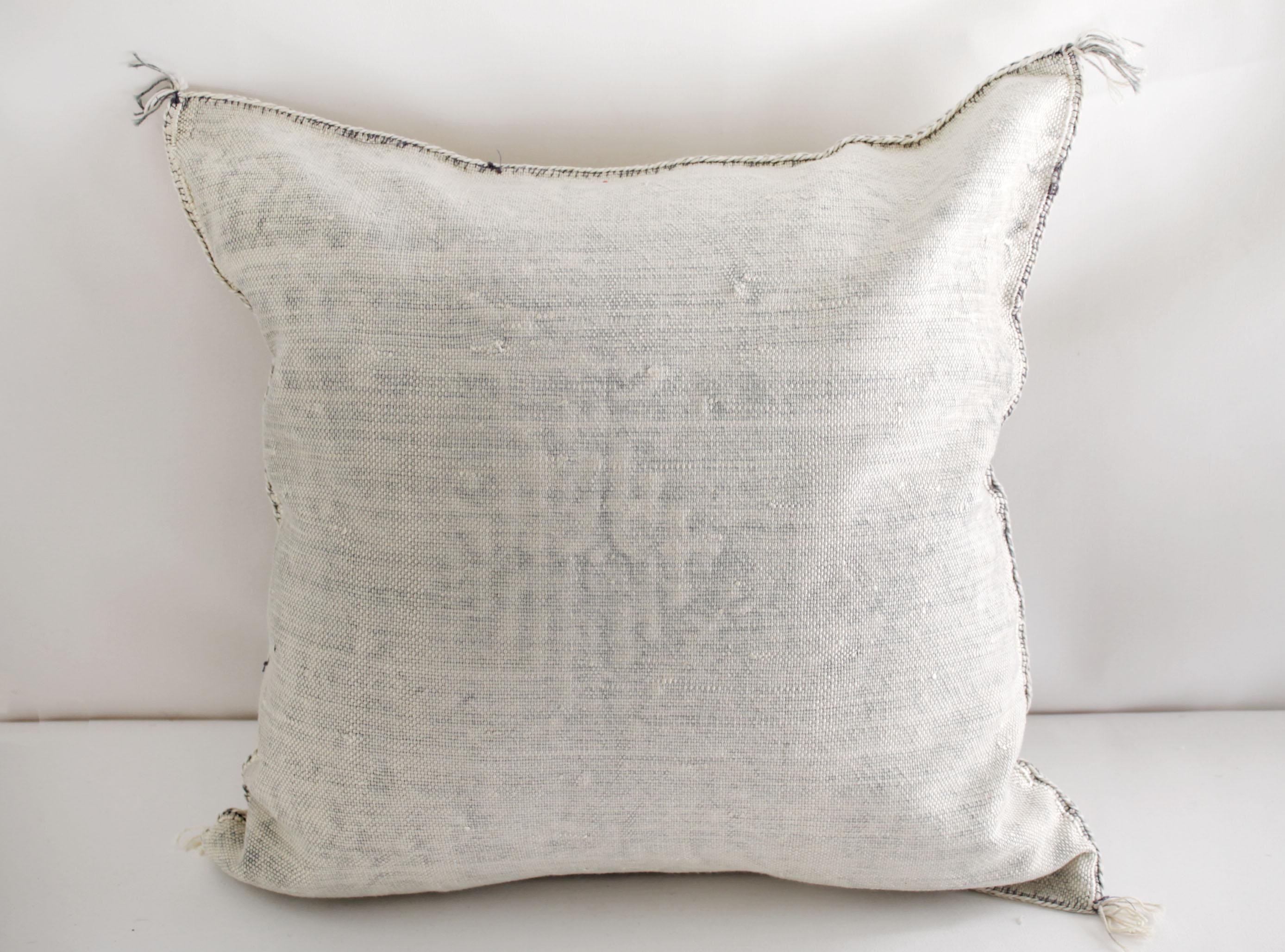 Contemporary Moroccan Handwoven Cactus Silk Pillow