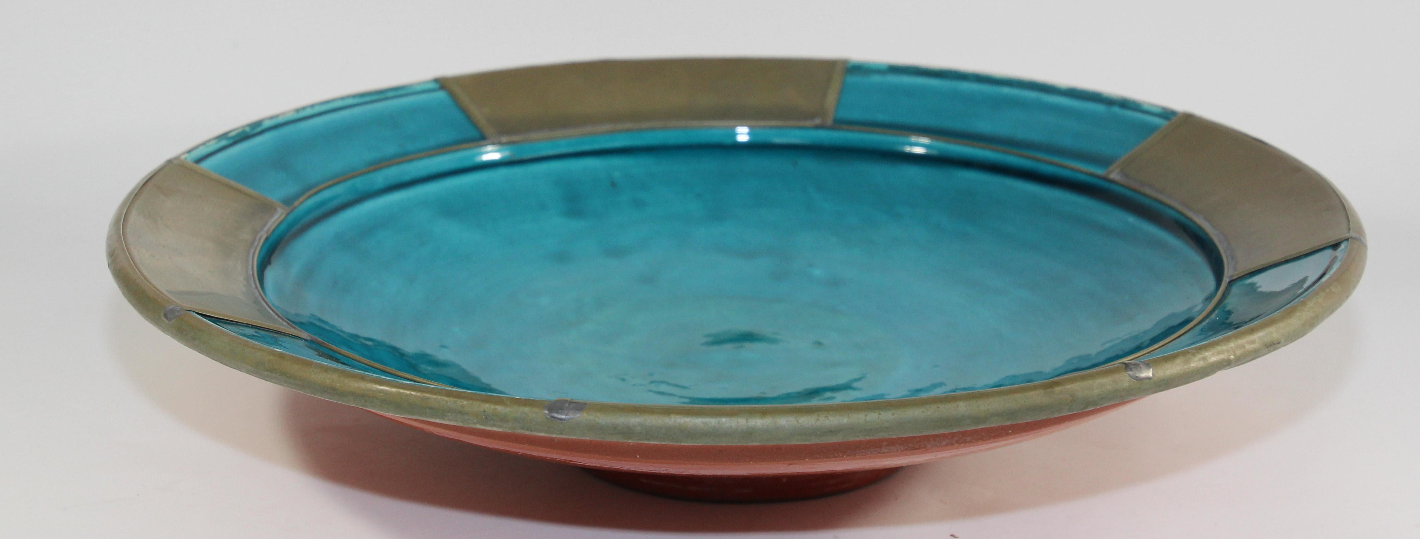 Moorish Moroccan Handcrafted Ceramic Turquoise Blue Bowl