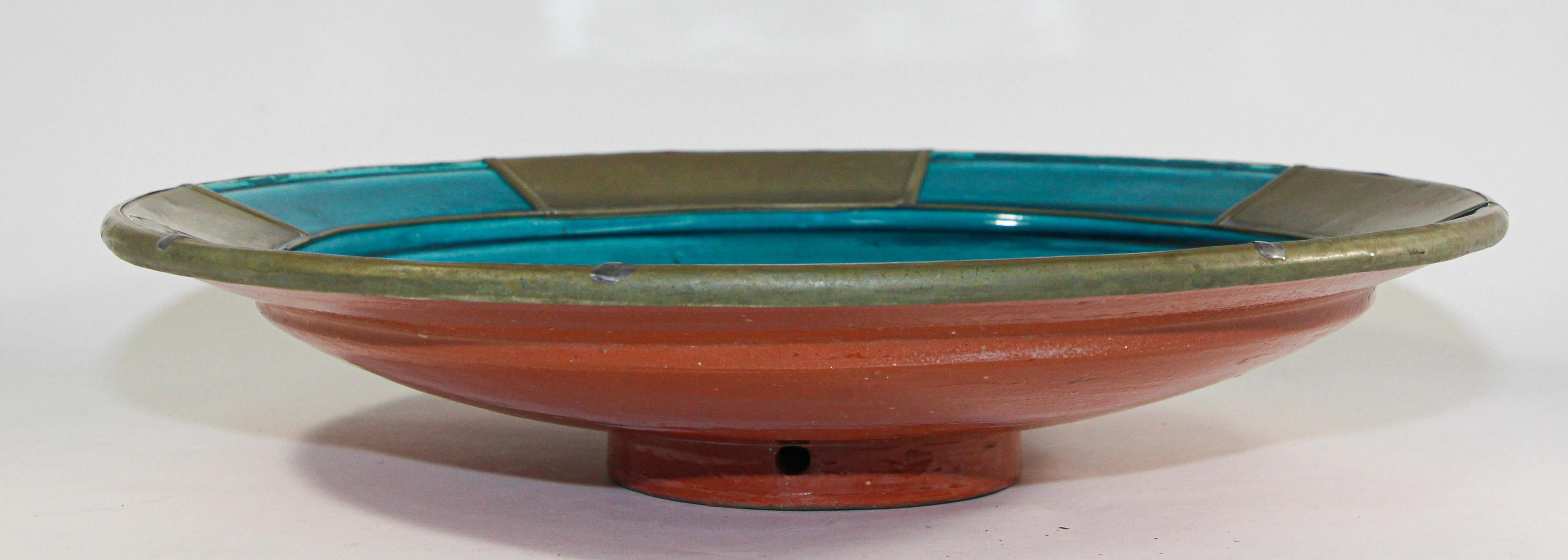 Hand-Crafted Moroccan Handcrafted Ceramic Turquoise Blue Bowl