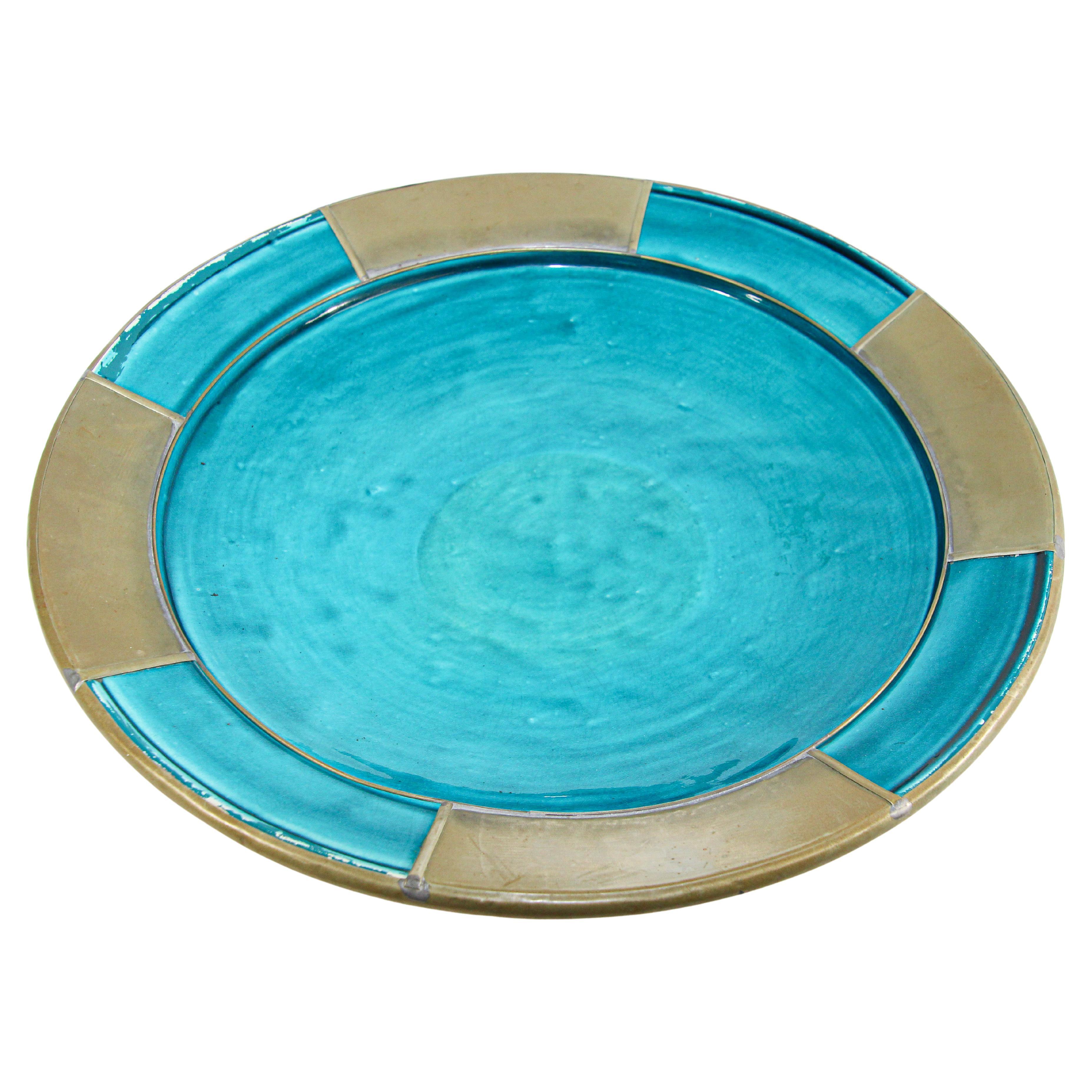 Handmade Ceramic Stone Blue Swirl Plate