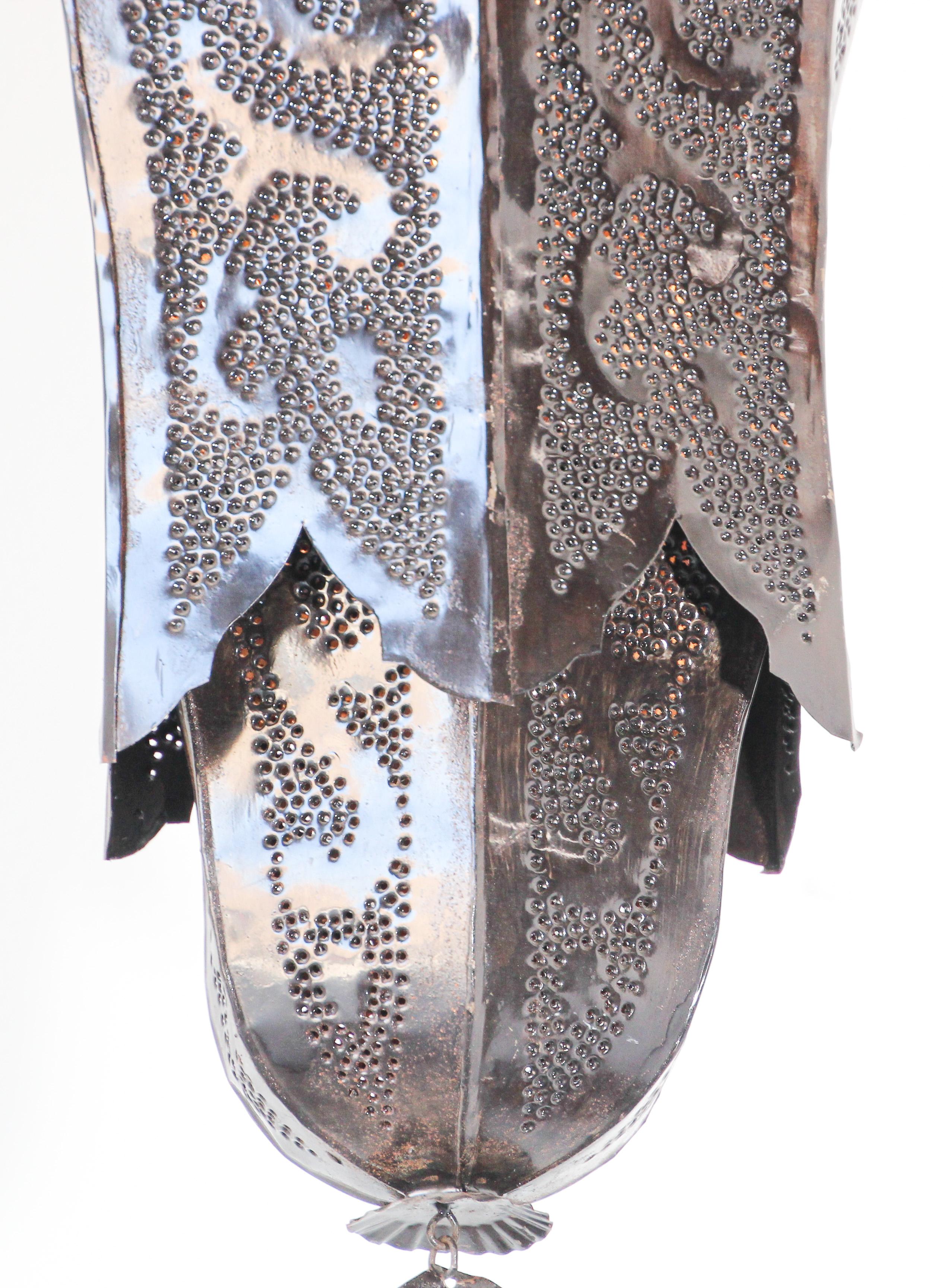 Moroccan Handcrafted Metal Lantern Pendant, North Africa For Sale 5