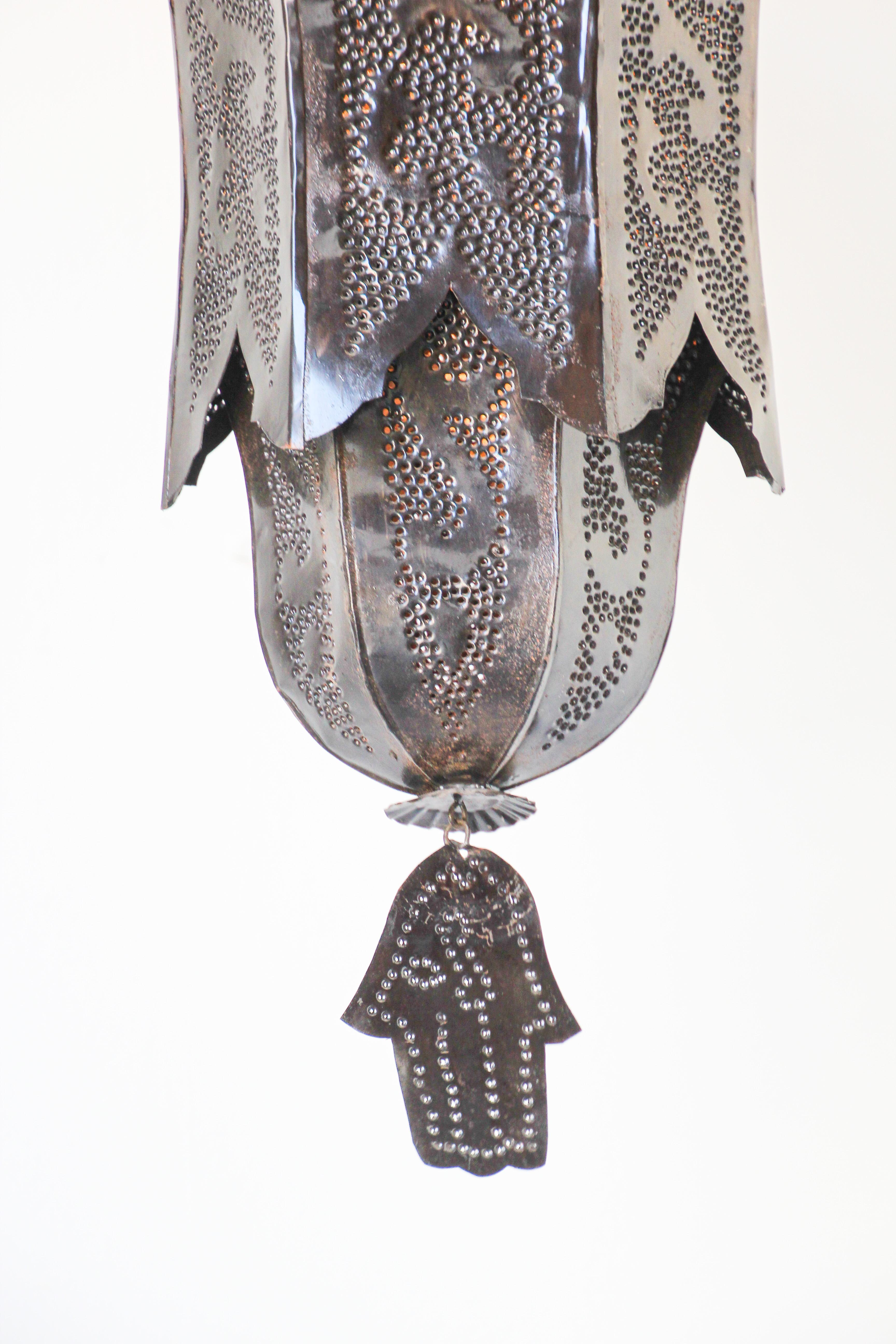 Moroccan Handcrafted Metal Lantern Pendant, North Africa For Sale 2