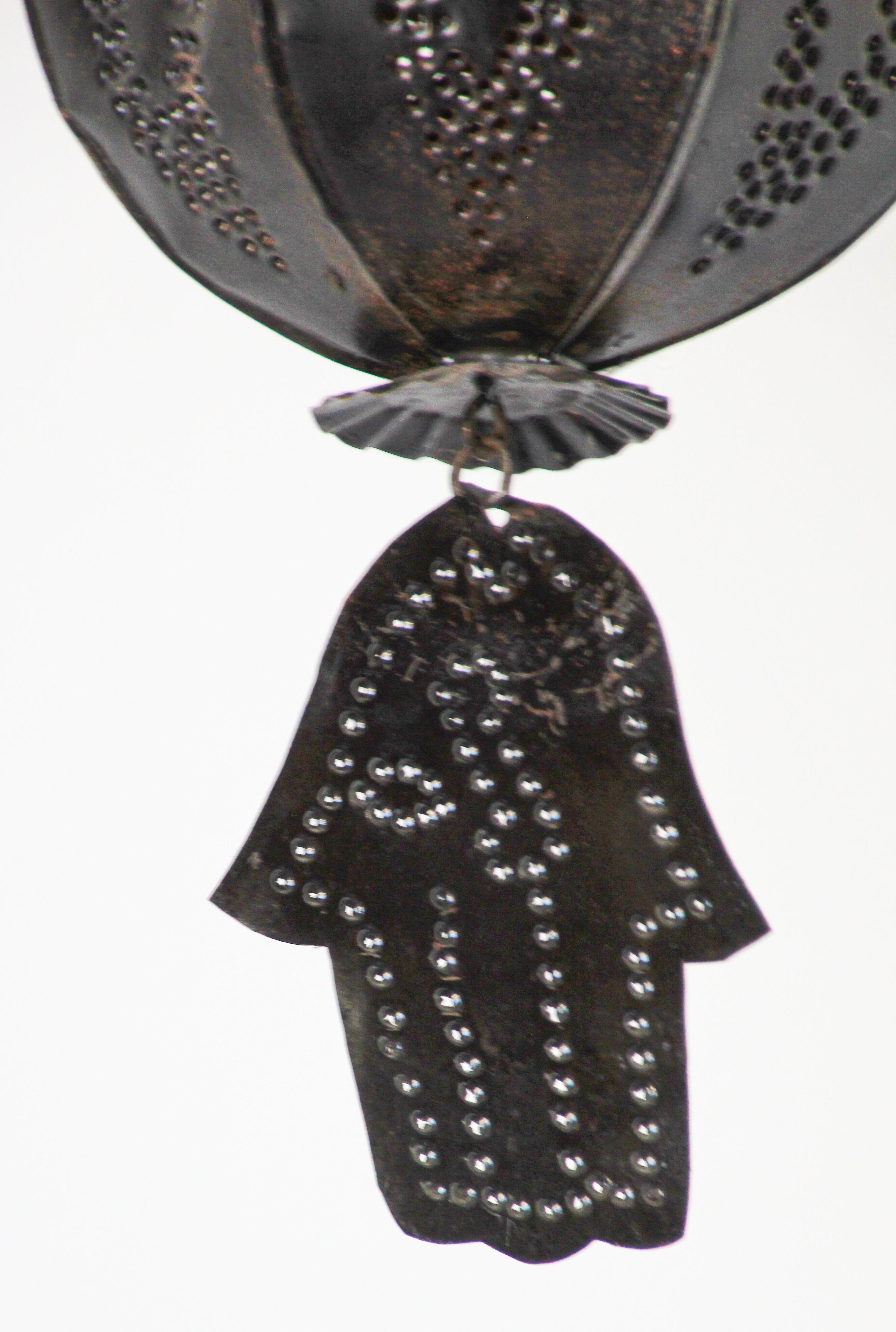 Moroccan Handcrafted Metal Lantern Pendant, North Africa For Sale 3