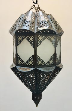 Moroccan Handcrafted Moorish Pendant Frosted Glass Lantern