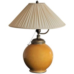 Moroccan Handcrafted Terracotta Brass Table Lamp, Signed