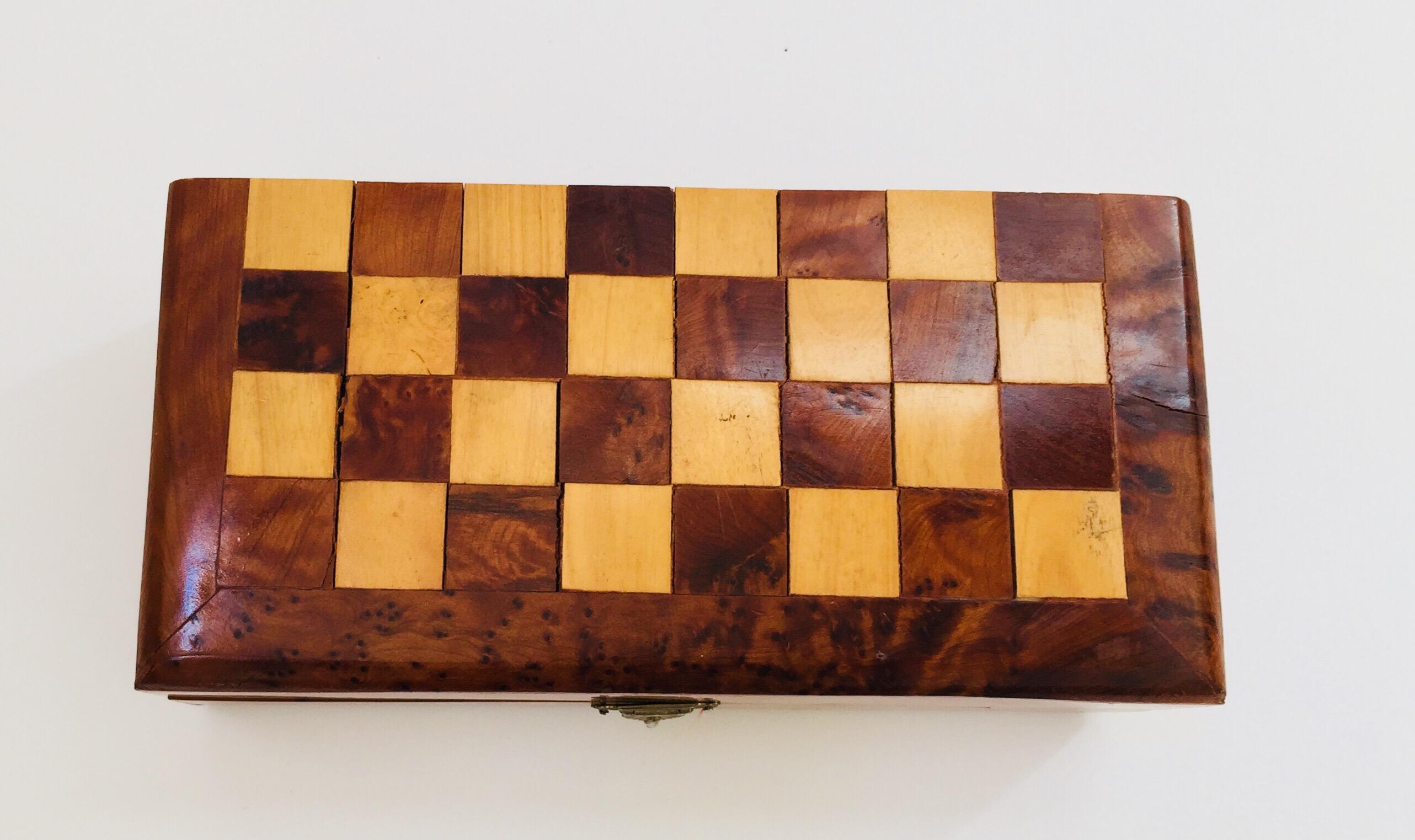SMALL Handmade Thuya Burl Wooden Chess and Back /Thuja Wood Chess from Morocoo 