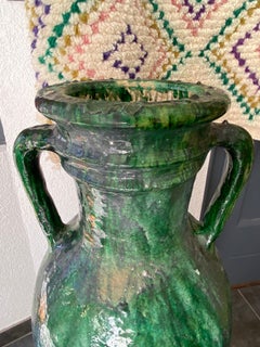 Moroccan Handmade Glazed Large Amphora, Mid-Century Modern