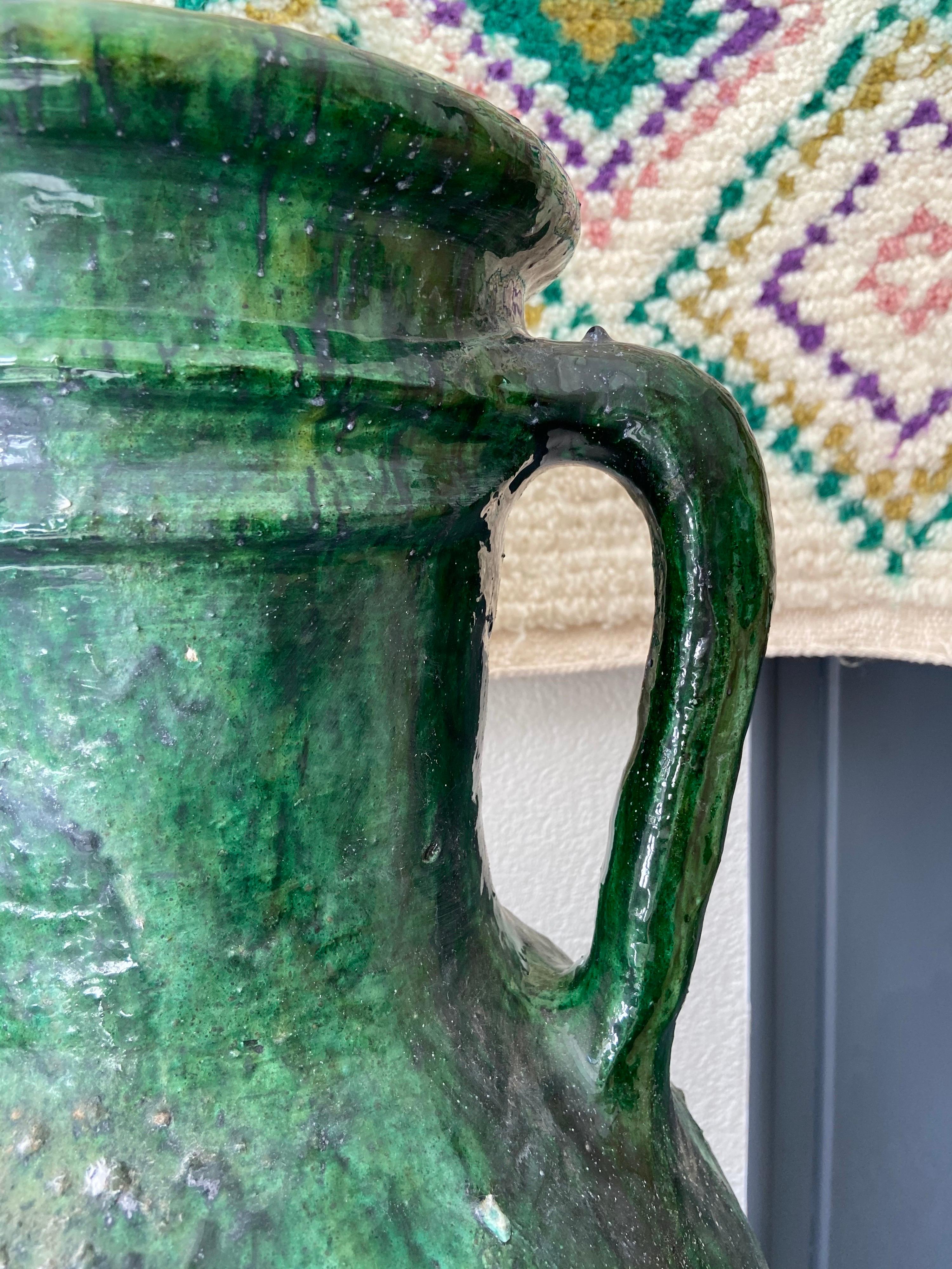 Hand-Crafted Moroccan Handmade Glazed Large Amphora, Mid-Century Modern