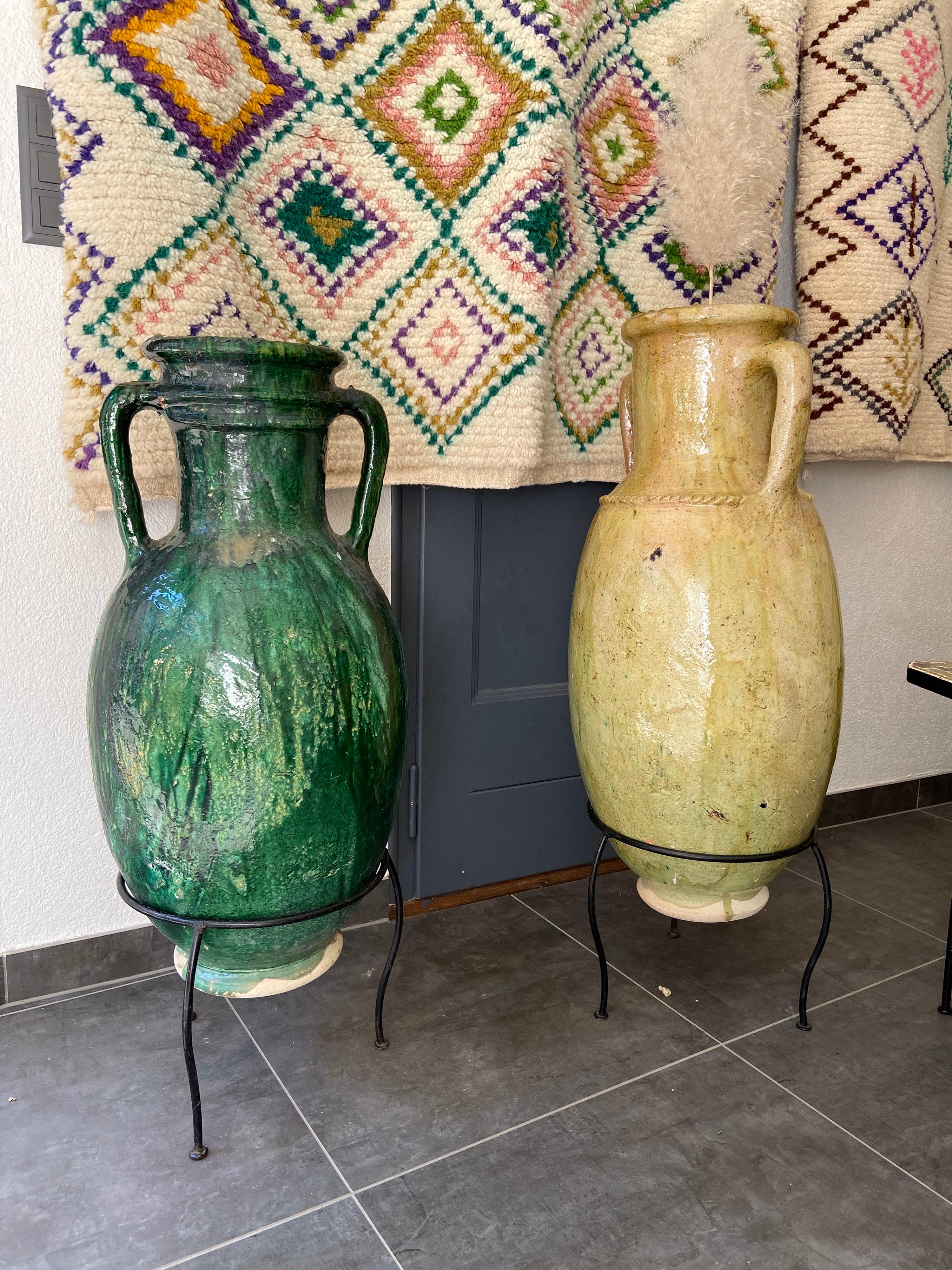 Moroccan Handmade Glazed Large Amphora, Mid-Century Modern In Good Condition In Sofia, BG