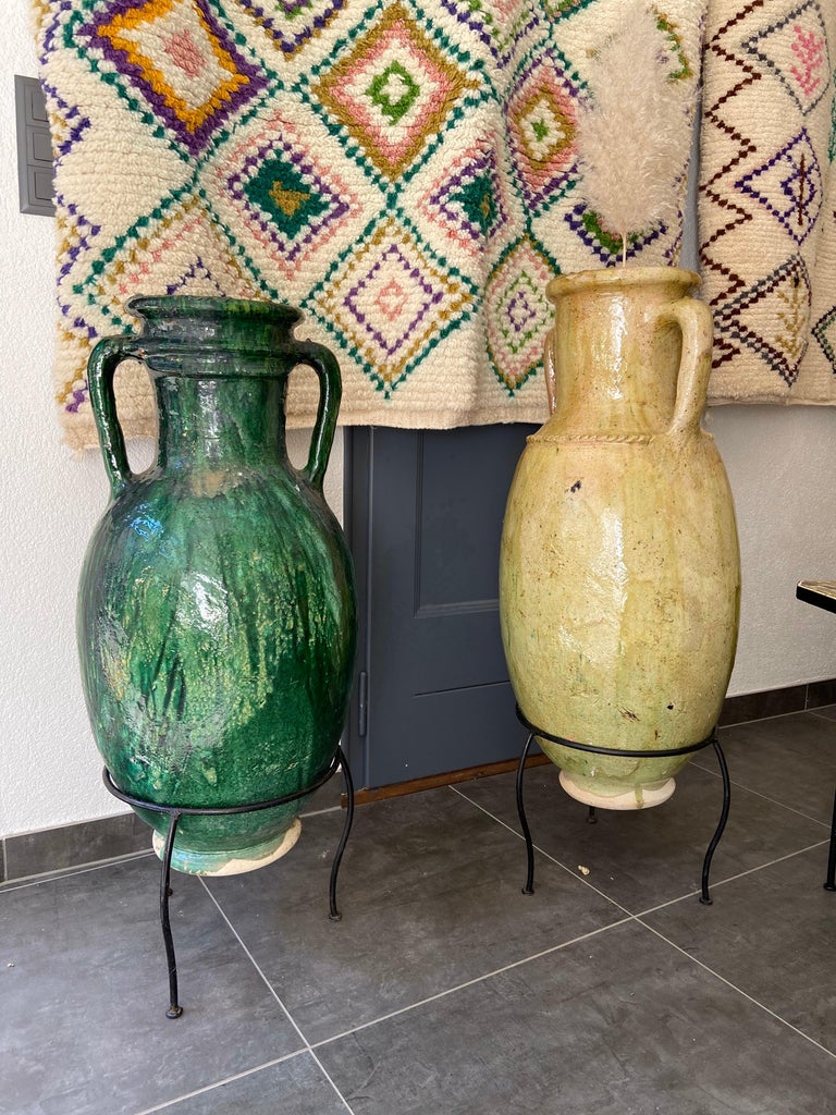 Mid-20th Century Moroccan Handmade Glazed Large Amphora, Mid-Century Modern