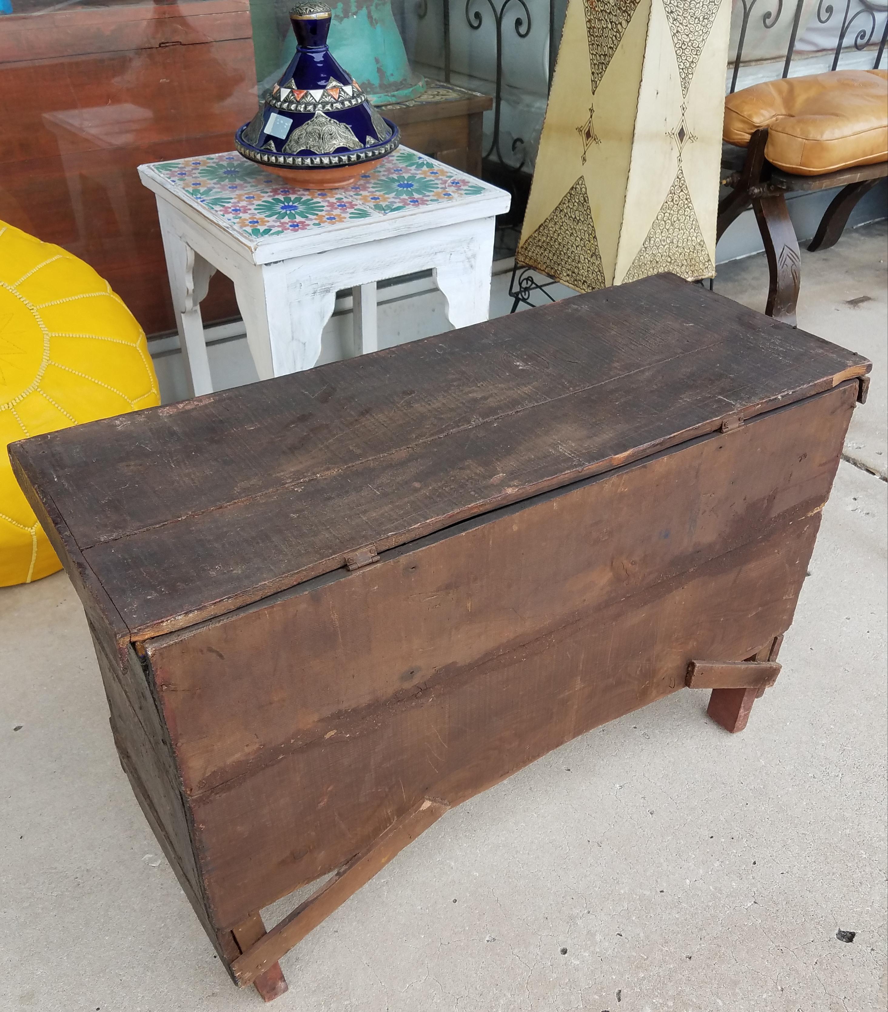 Other Moroccan Handmade Storage Trunk, Reclaimed Wood For Sale