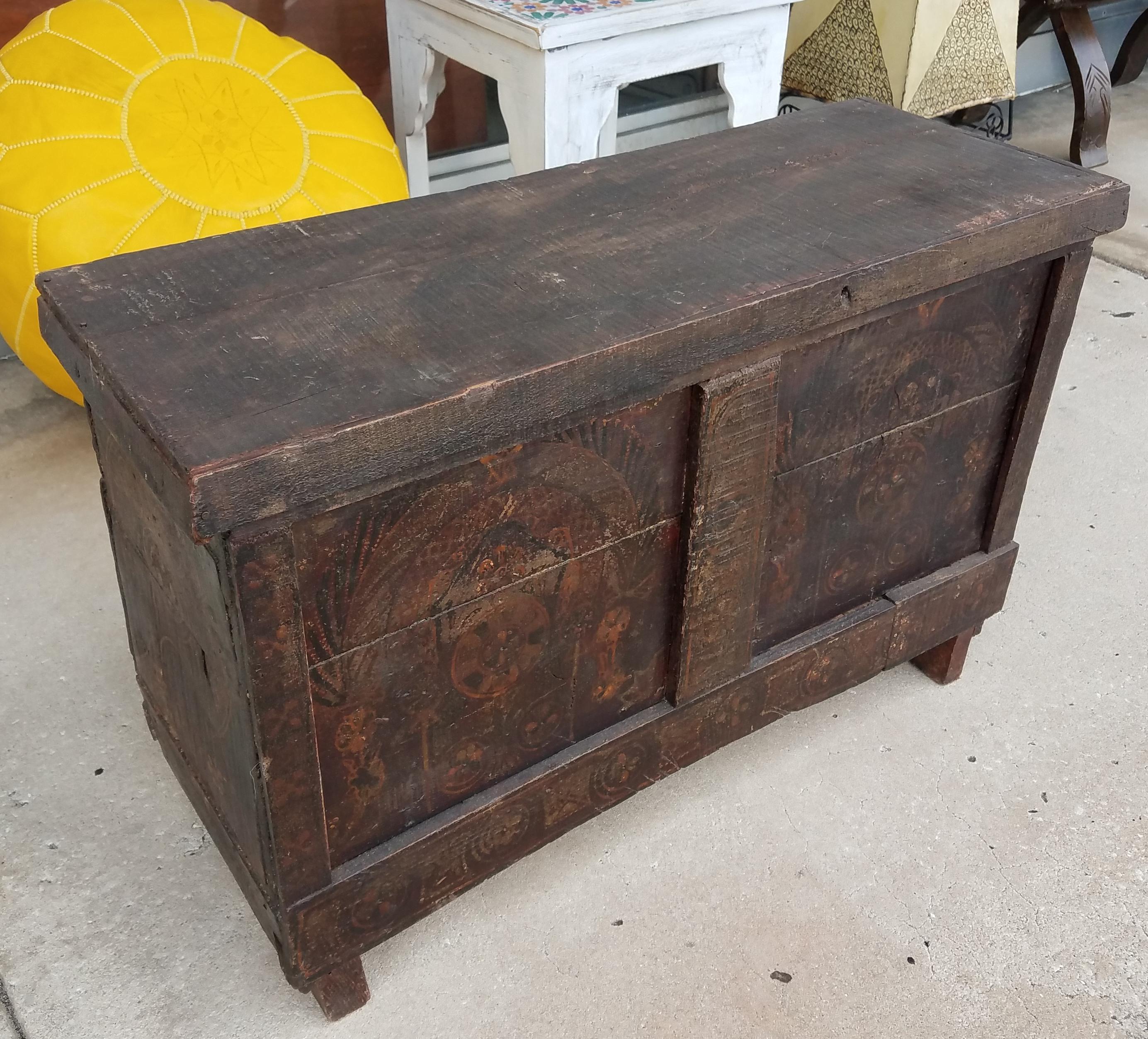 Moroccan Handmade Storage Trunk, Reclaimed Wood For Sale 2