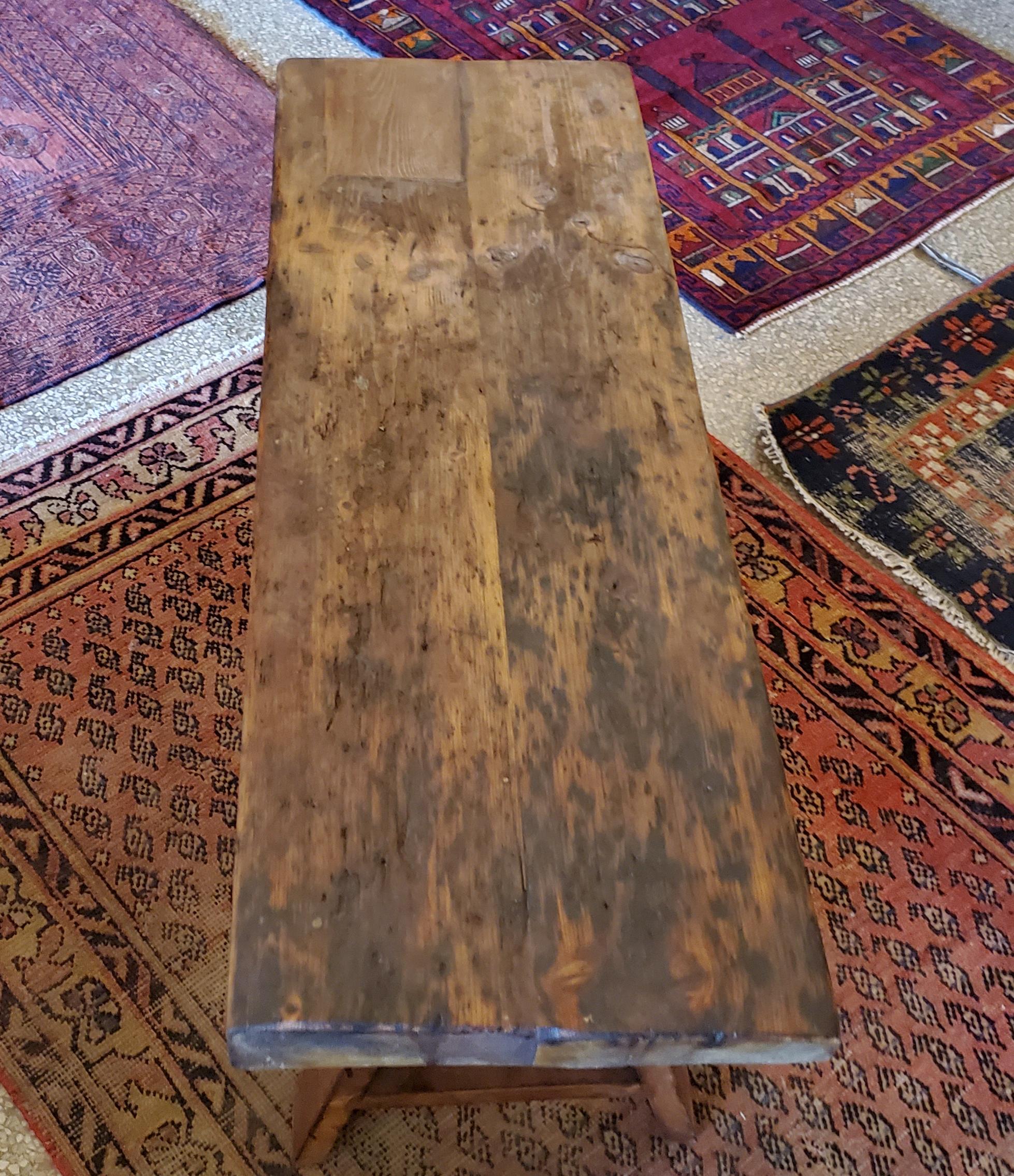 Contemporary Moroccan Handmade Wood Bench For Sale