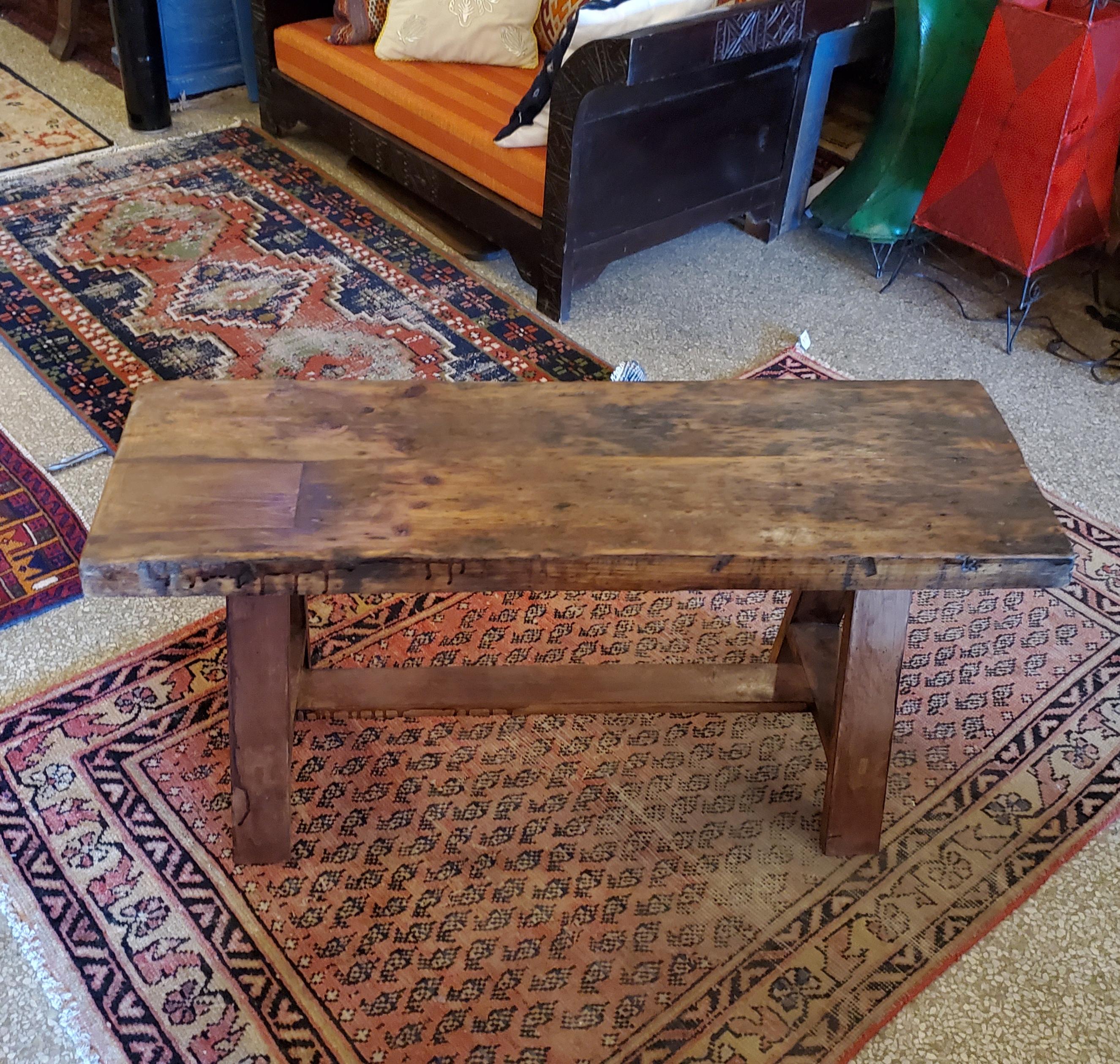 Moroccan Handmade Wood Bench For Sale 1
