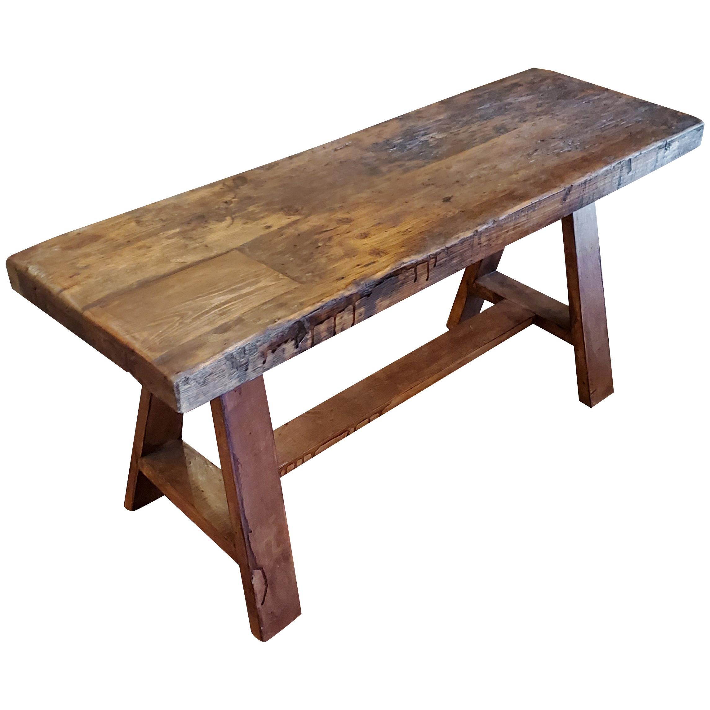 Moroccan Handmade Wood Bench For Sale