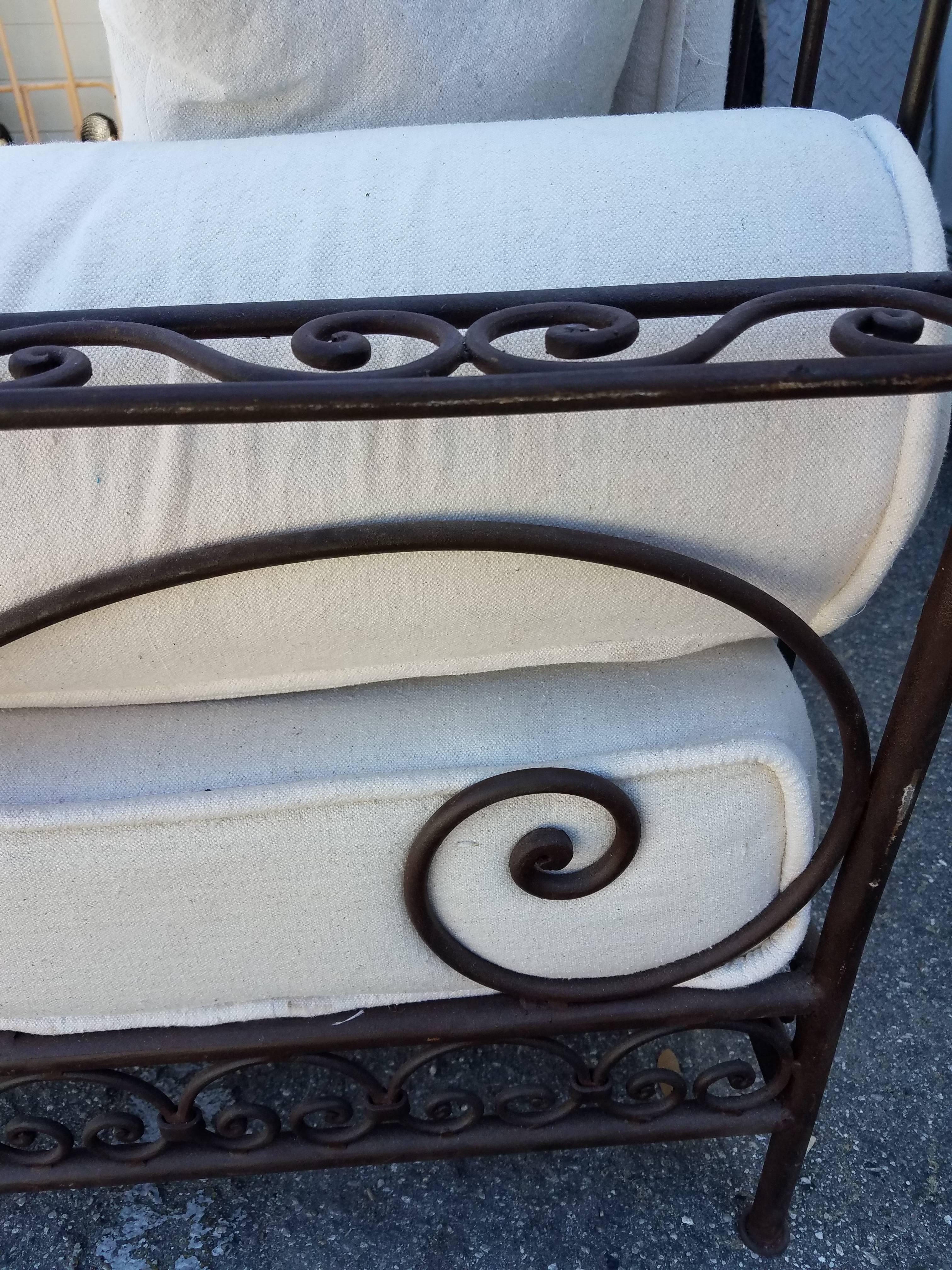 Moroccan Handmade Wrought Iron Bench, Three Seats For Sale 1
