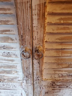 Moroccan Handpainted Cabinet, White-Washed Window Shutters