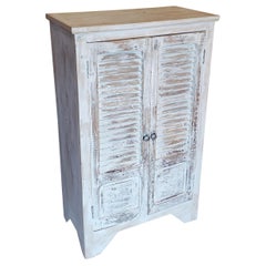 Moroccan Handpainted Cabinet, White-Washed Window Shutters