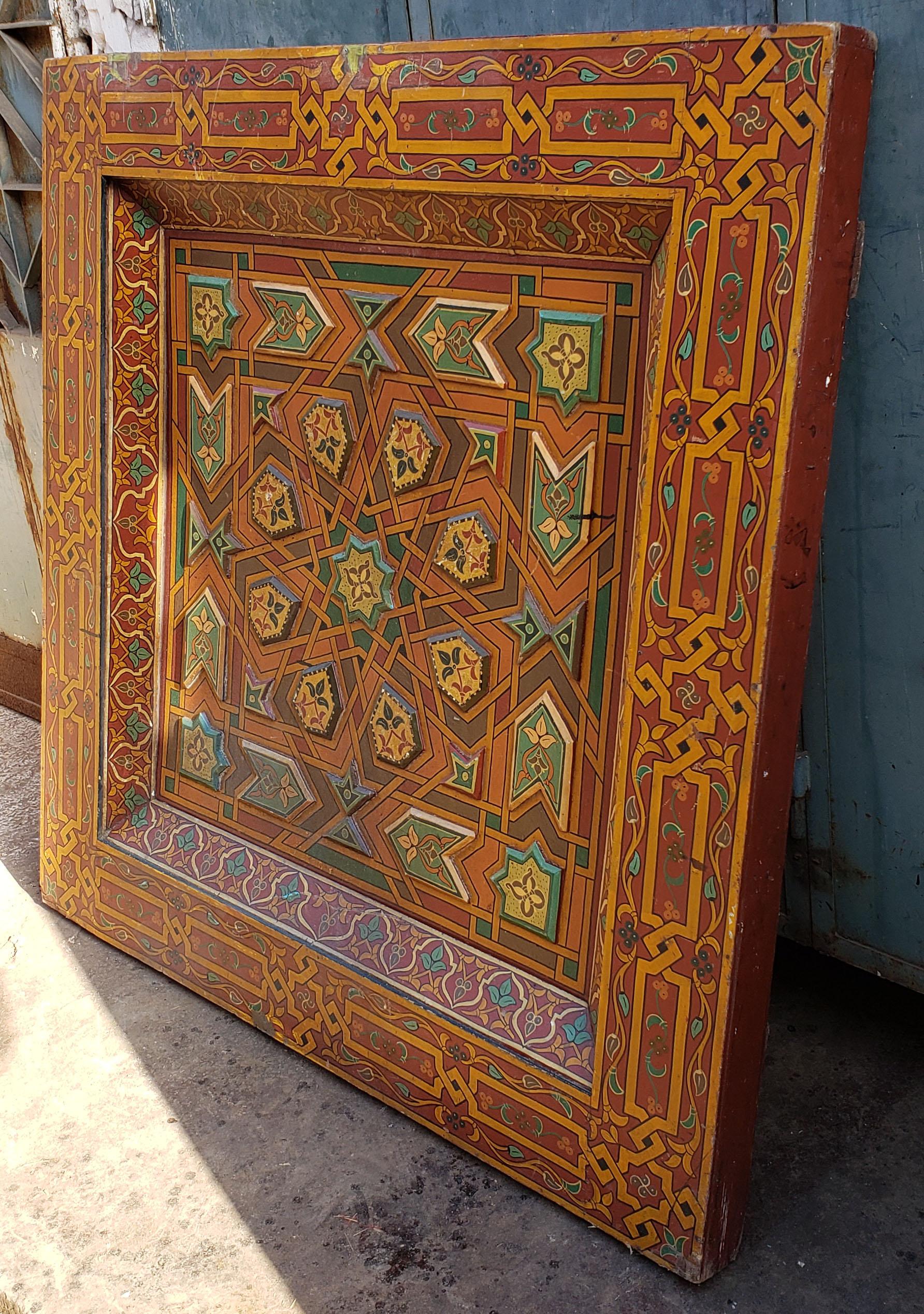 Moroccan Hand Painted Wall Hanging / Wooden Ceiling 23MO58 For Sale 1
