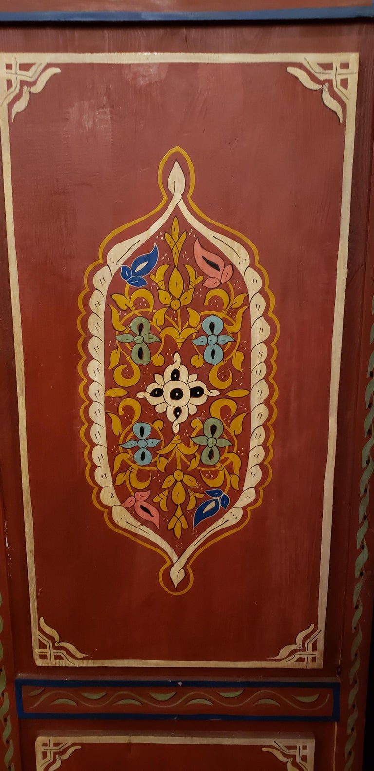 Moroccan Hand Painted Wooden Armoire, Plenty of Space For Sale at 1stDibs