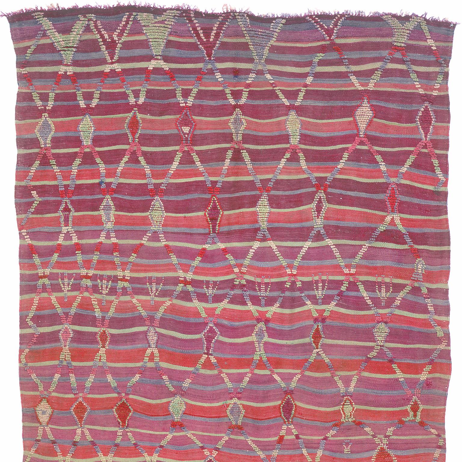 Rustic Moroccan Handwoven Berber Carpet For Sale