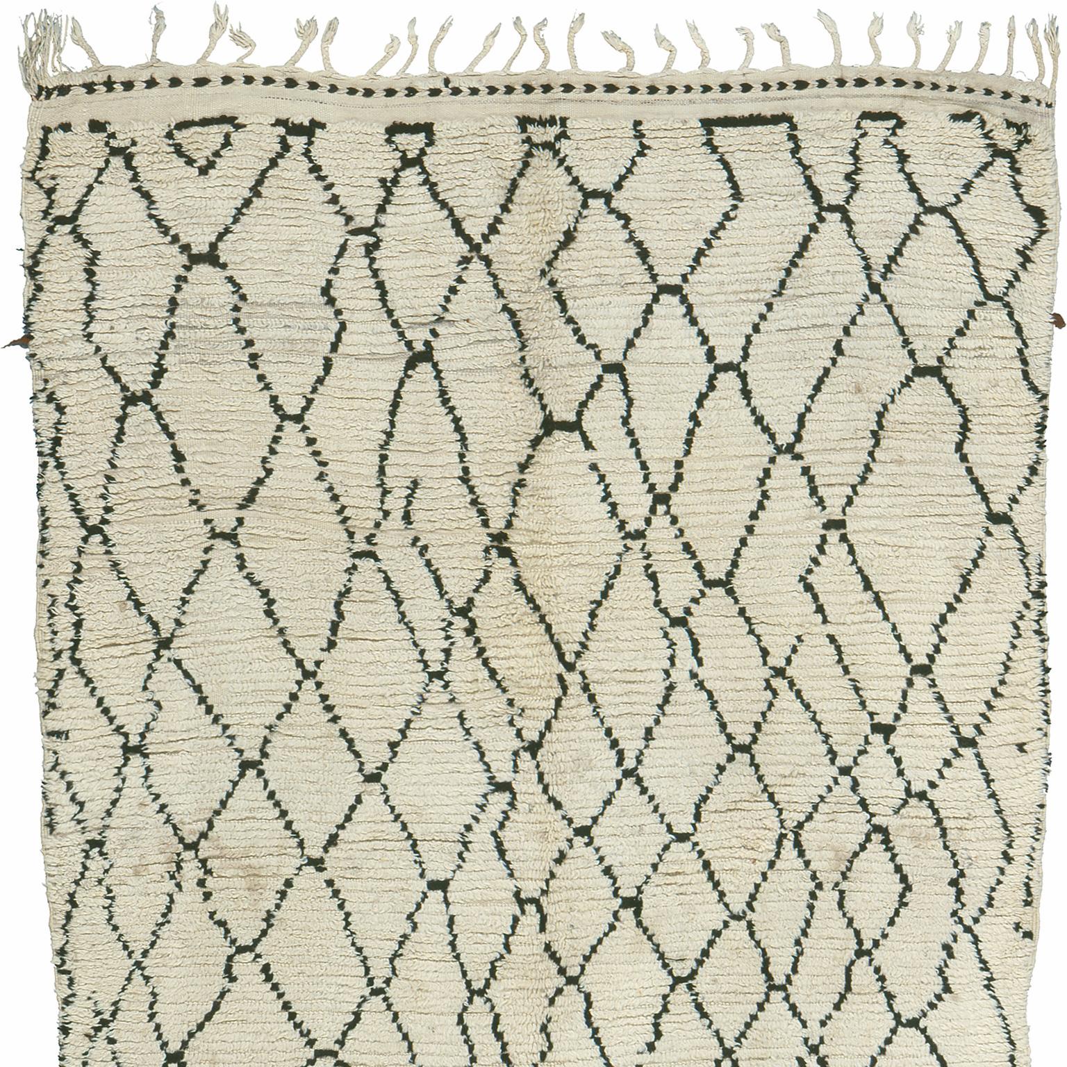 Rustic Moroccan Handwoven Berber Carpet For Sale