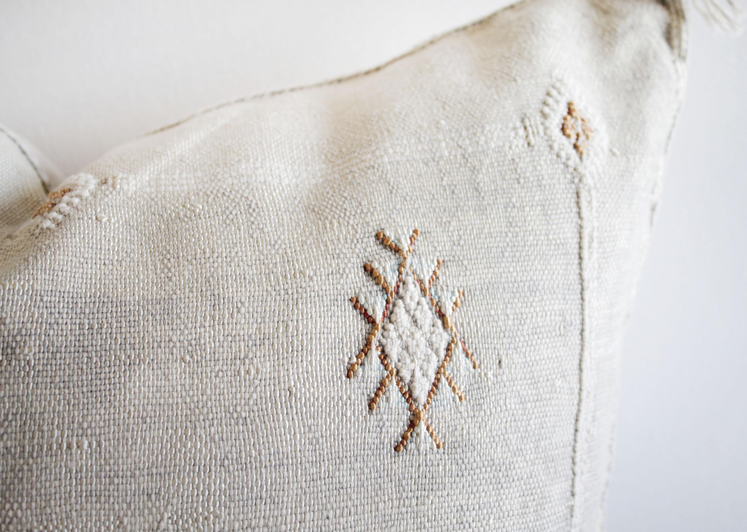 Hand-Woven Moroccan Handwoven Cactus Silk Pillow