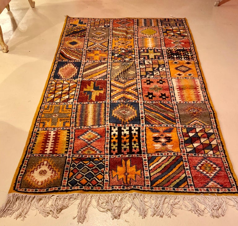 Moroccan Handwoven Rug, Carpet in Wool with Geometric Designs For Sale