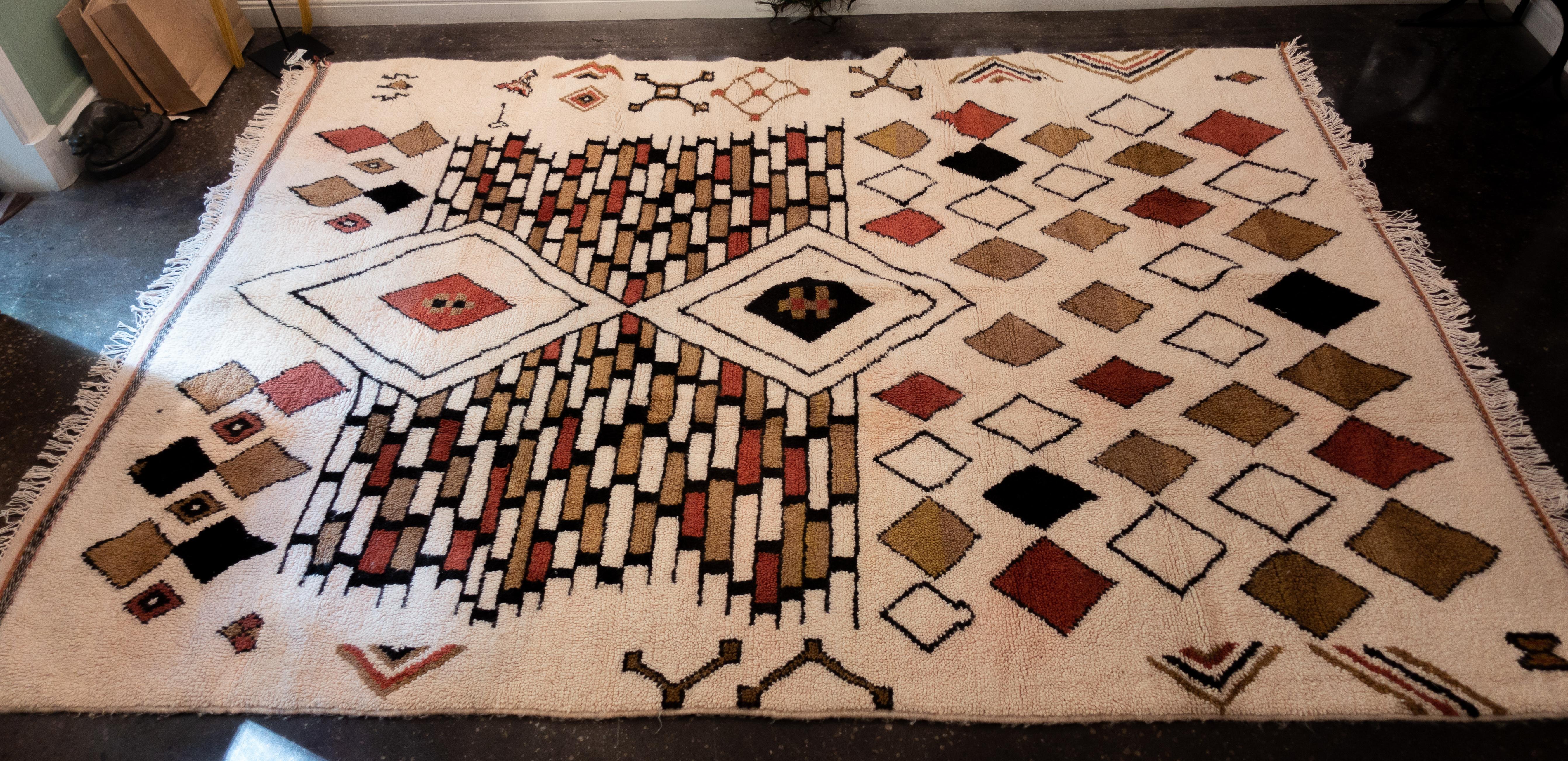 Tribal Moroccan Handwoven Rug Made with Natural Vegetable Dye and Wool