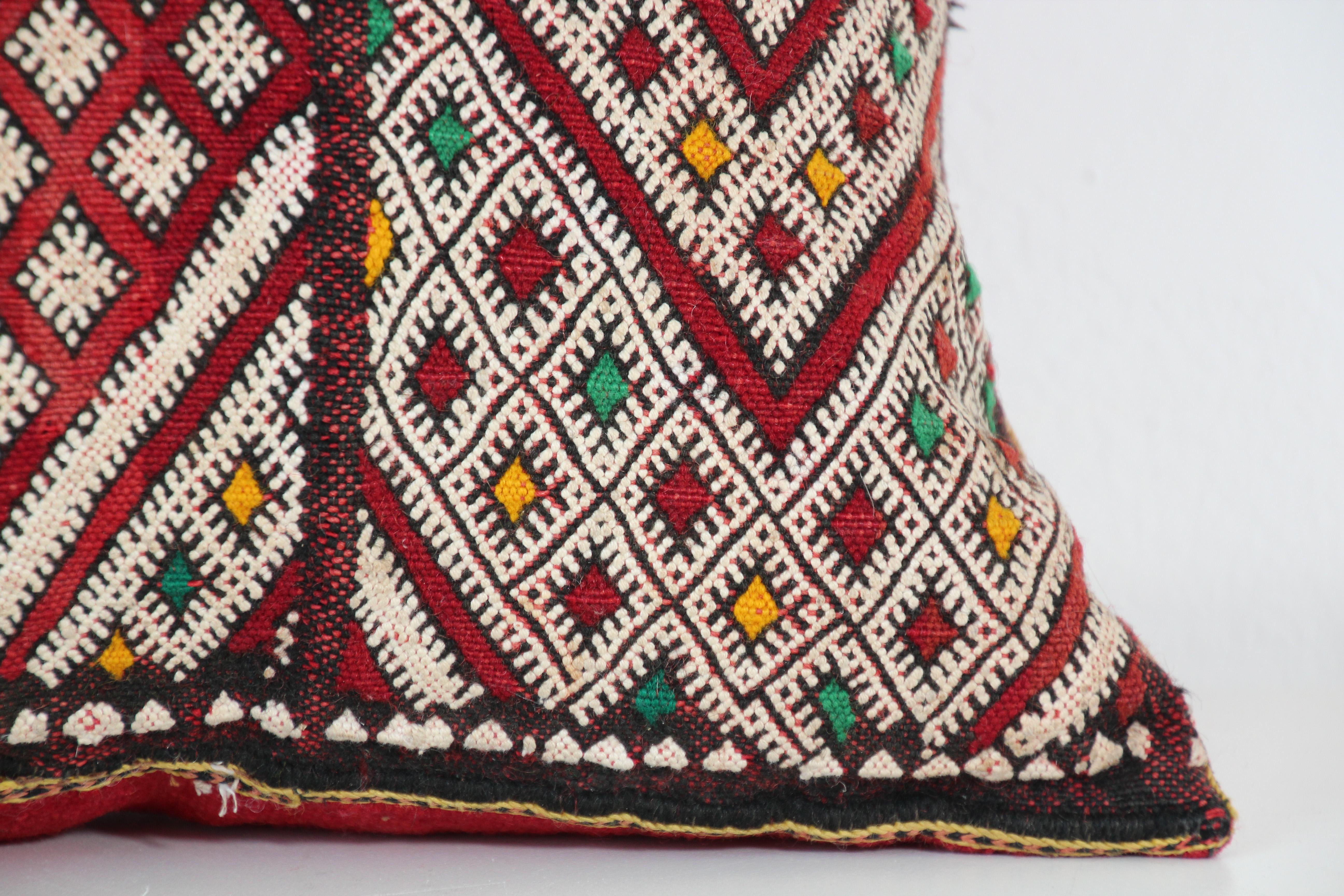 Hand-Woven Moroccan Handwoven Tribal Berber Kilim Throw Pillow