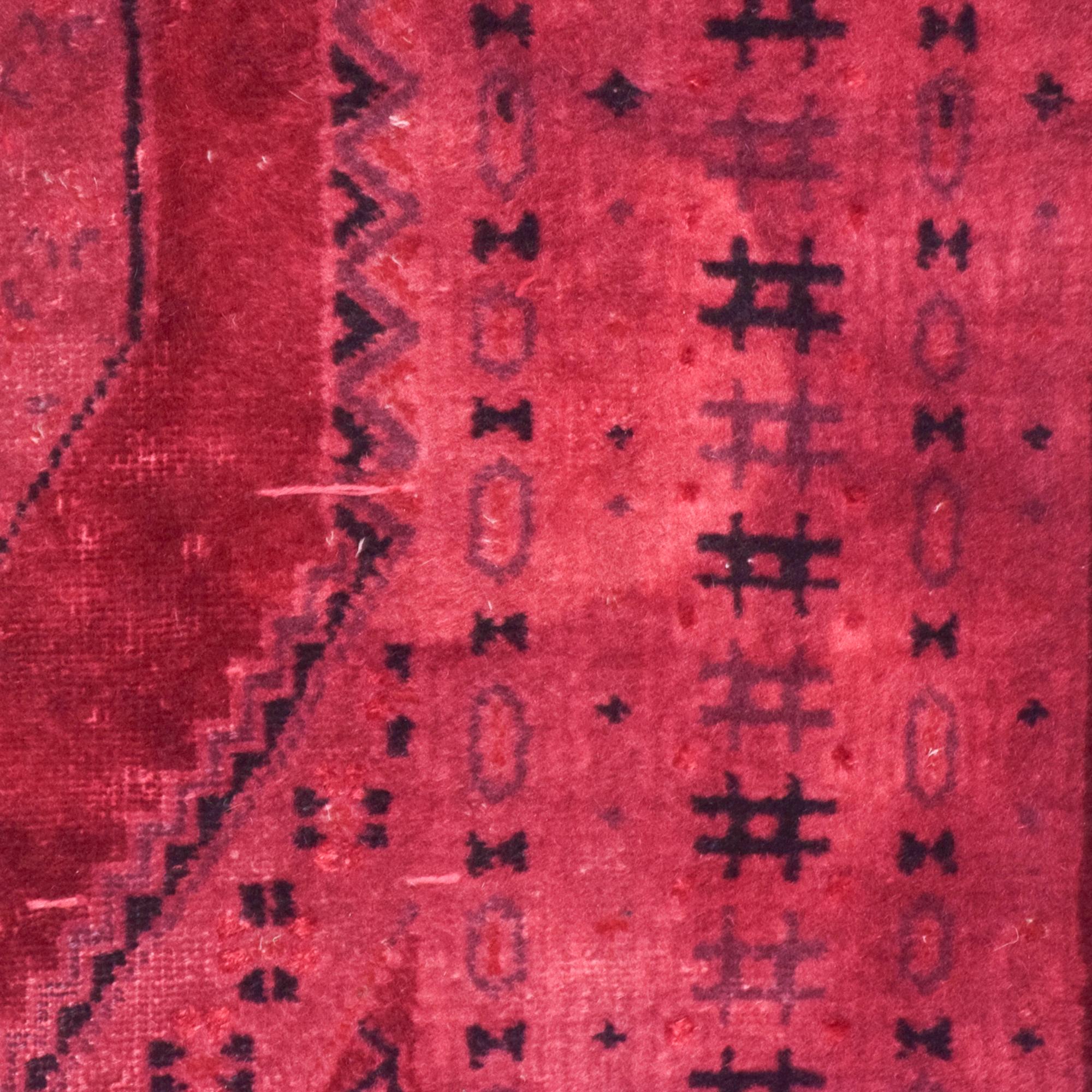 Moroccan Handwoven Wool Rug Geometric Graphic Tapestry in Burgundy Vintage 1970s 1