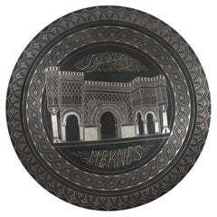 Vintage Moroccan Hanging Black Metal Tray from Meknes