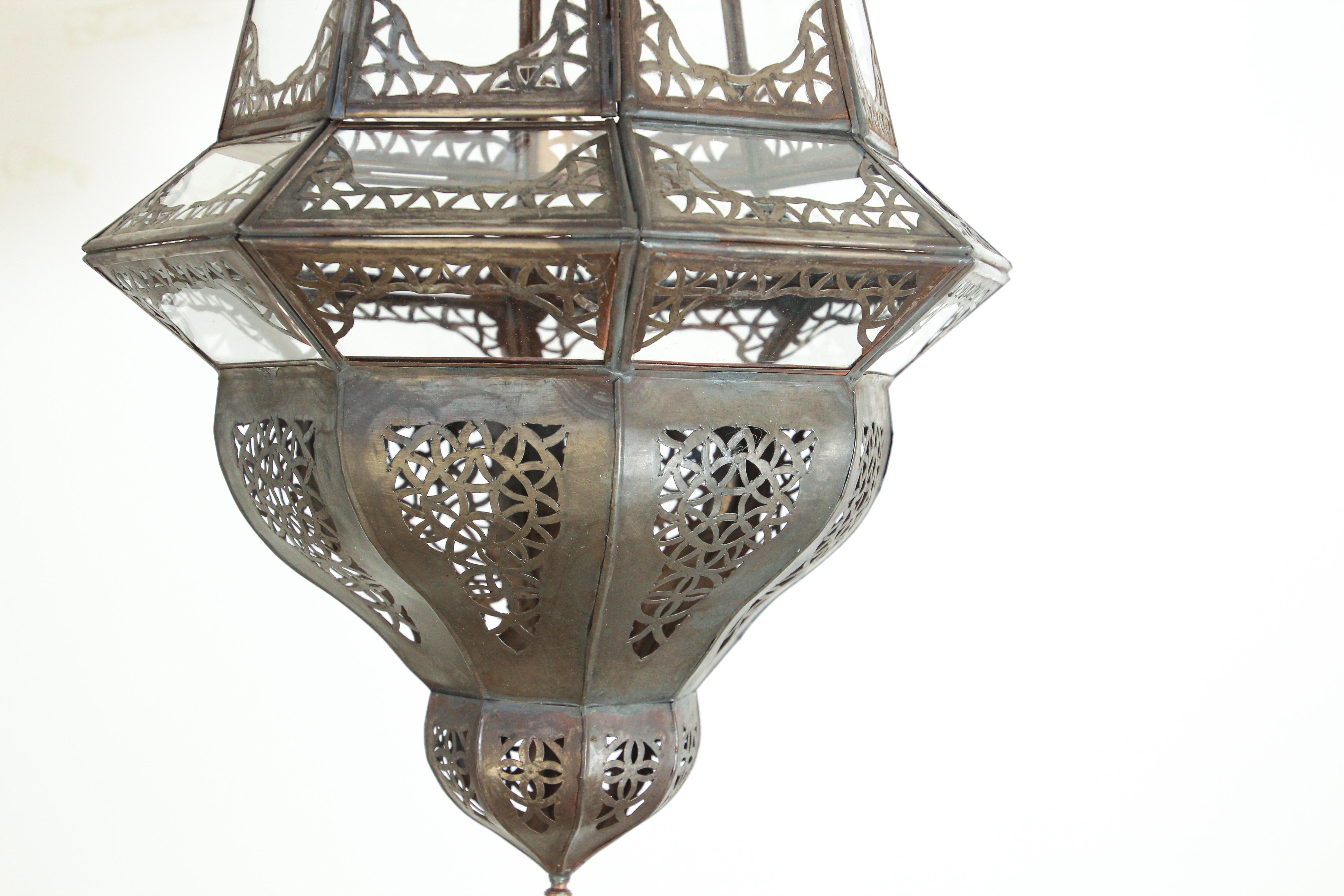 Marocain Lanterne suspendue marocaine en verre transparent en vente