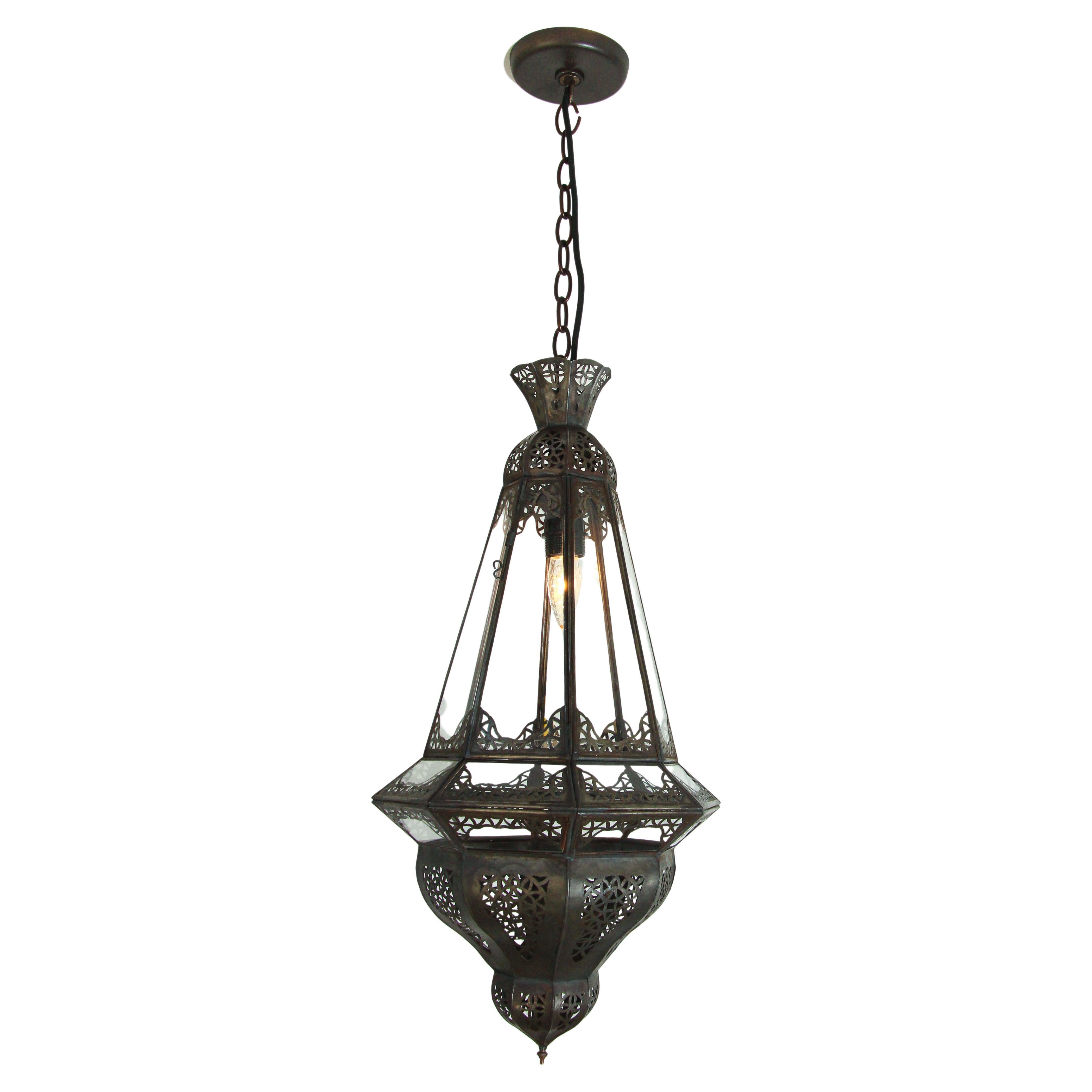 Moroccan Hanging Lantern in Clear Glass