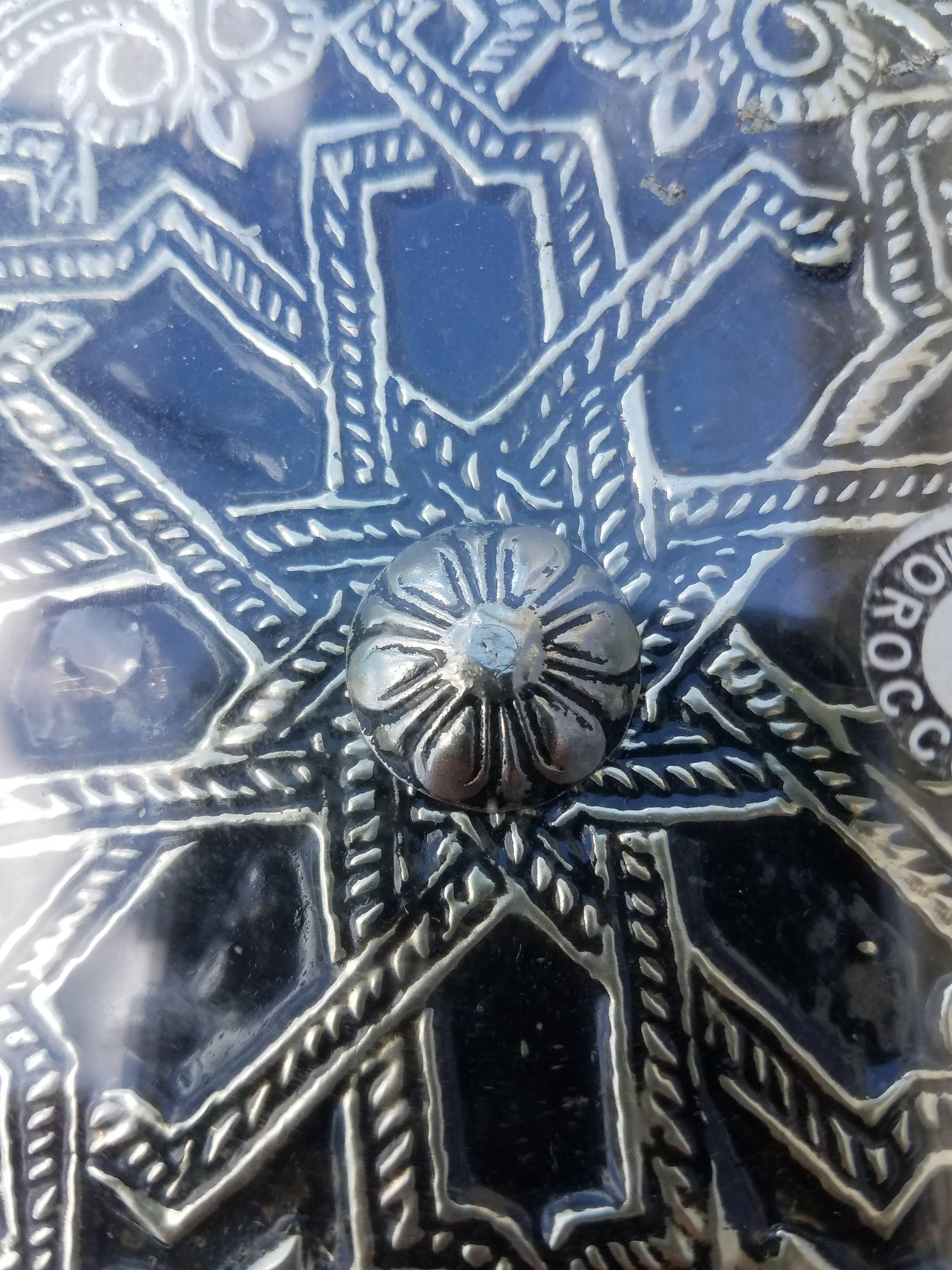 Inlay Moroccan Hexagonal Metal Inlaid Side Table