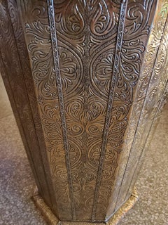 Moroccan Hexagonal Metal Inlaid Side Table, Gold Finish