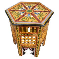 Moroccan Hexagonal Wooden End Table, 1LM24