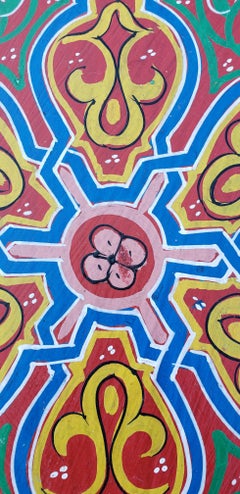 Moroccan Hexagonal Wooden End Table, Hand Painted 12