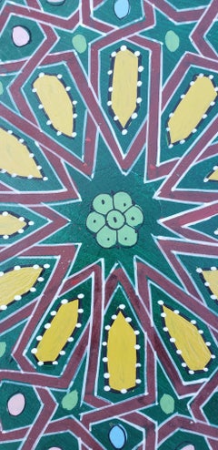 Moroccan Hexagonal Wooden End Table, Hand Painted 13