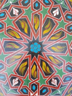 Moroccan Hexagonal Wooden End Table, Hand Painted 2