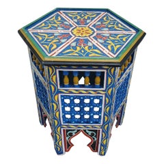 Moroccan Hexagonal Wooden Side Table, 4LM24